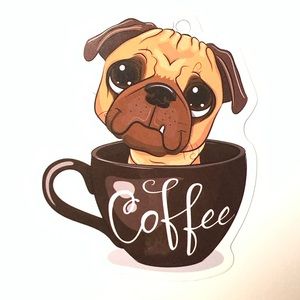 Pug Coffee Vinyl Sticker